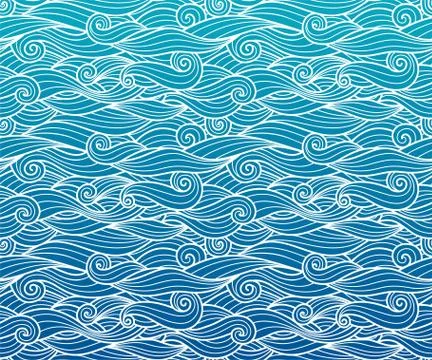 Waves pattern seamless water background Stock Illustration