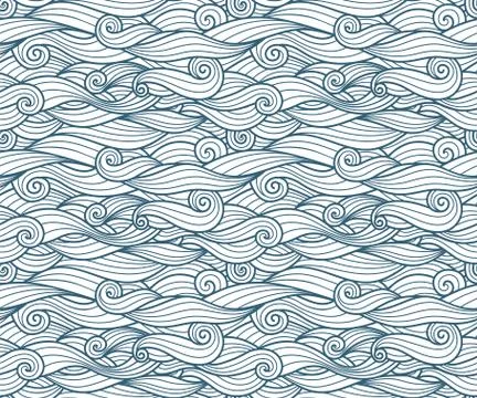 Waves pattern seamless water background Illustrazione stock