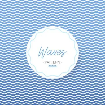 Waves pattern. Water background. Wave sea illustration. Blue background. Vect Stock Illustration
