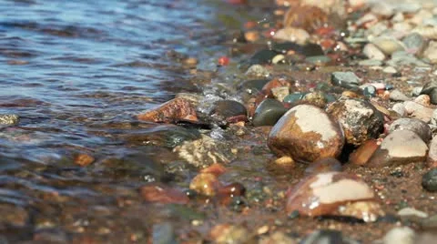 Waves on Pebble Shore Stock Footage 10804167