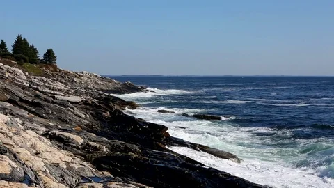 Waves Pounding Maine Coastline Video stock 70251250
