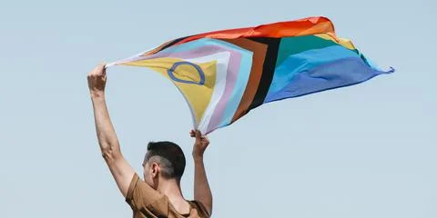 Waves a progress pride flag, web banner Stock Photos