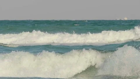 Waves of a raging sea during a storm. Stock Footage 81303667