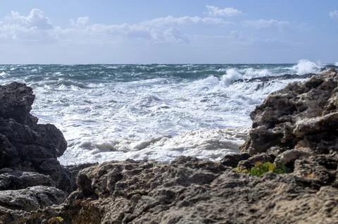 Waves of the raging sea. Stock Photos