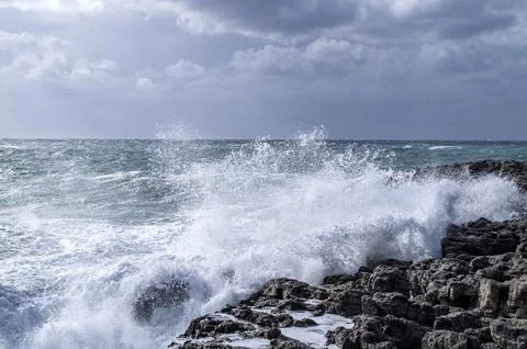 Waves of the raging sea. Stock Photos