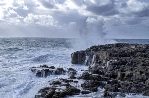 Waves of the raging sea. Stock Photos