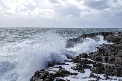 Waves of the raging sea. Stock Photos