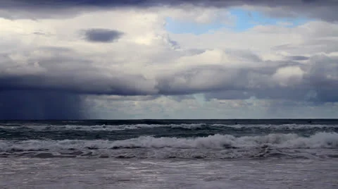 Waves on the rainy ocean Stock Footage 24302309