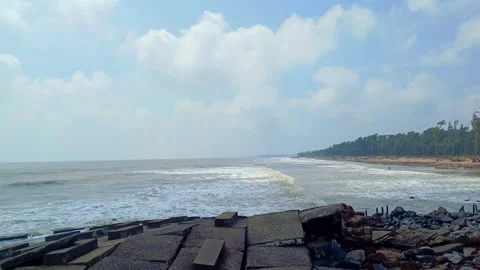 Waves reaching beach in Digha Stock Footage 272231663