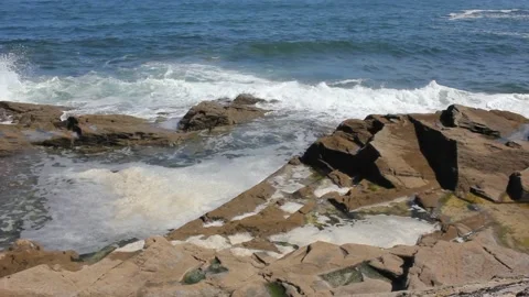 Waves reaching the coast in the Cantabrian sea Stock Footage 232226862