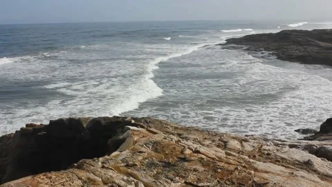 Waves reaching the coast of Foz in the Cantabrian sea Video stock 234593676
