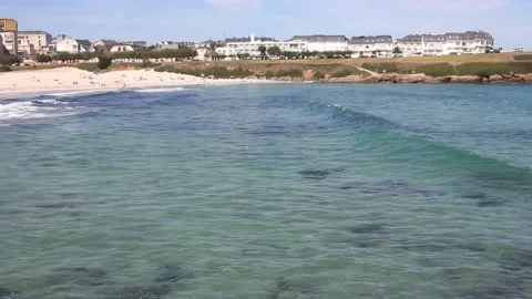 Waves reaching the coast in Foz, Spain Stock Footage 234023843