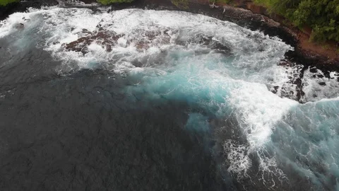 Waves by the Red Sand Beach in Hana, Maui, Hawaii Stock Footage 112727348