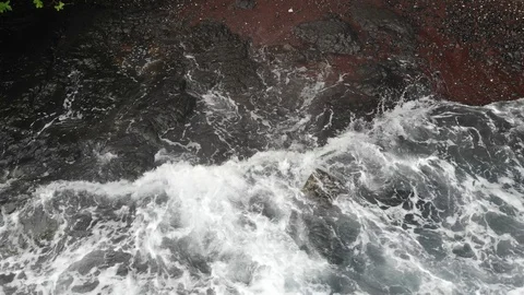 Waves at the Red Sand Beach in Maui, Hawaii Stock Footage 112727128