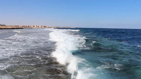 Waves on the Red Sea Stock Footage 128074163