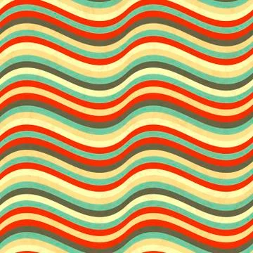 Waves in retro colours, abstract seamless pattern Stock Illustration
