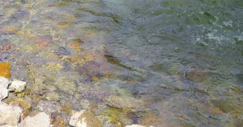 Waves Ripple and Break On a Rocky Shoreline - 4K Stock Footage 66524902