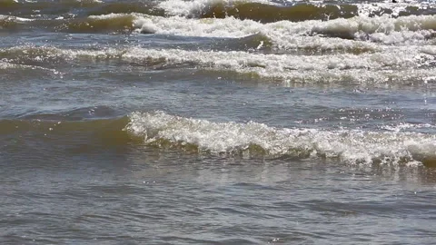 Waves in the river in the back lit, natural background Stock Footage 91241542