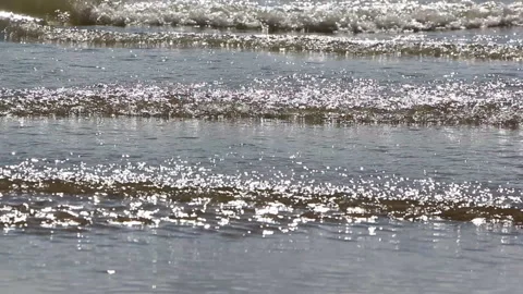 Waves in the river in the back lit, natural background, Ob reservoir, Russia Stock Footage 91242740