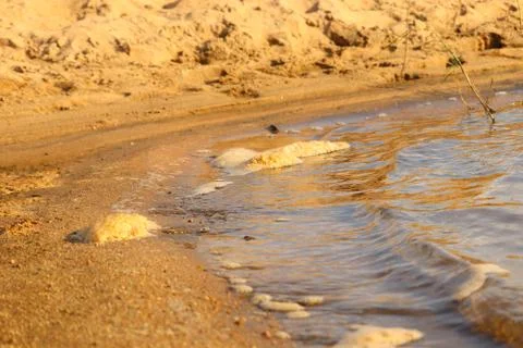 The waves on the river bunk Stock Photos