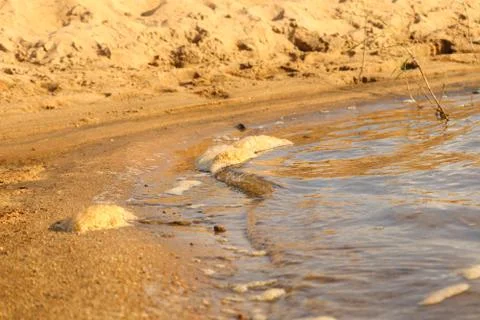 The waves on the river bunk Stock Photos