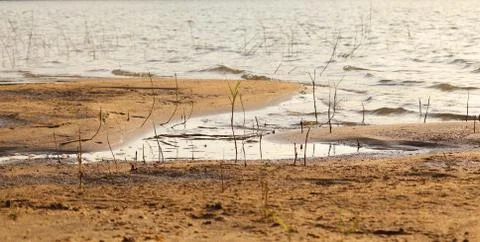 The waves on the river bunk Stock Photos