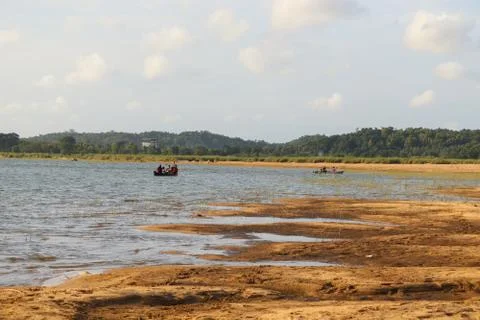 The waves on the river bunk Stock Photos