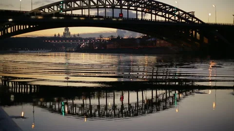 Waves on river in the city Stock Footage 47102580