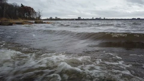 Waves of a river flowing with white caps Stock Footage 143729670