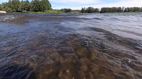 Waves on the river slow-motion Stock Footage 95133678
