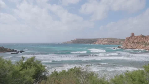 The waves at Riviera Beach in Malta on a windy day. Stock Footage 275605381