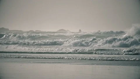 Waves, rock and beach Stock Footage 131245380