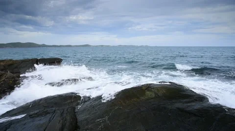 Waves with rocks-1 Stock Footage 49930514
