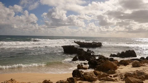 Waves, rocks and seagulls Perth Stock Footage 91209450