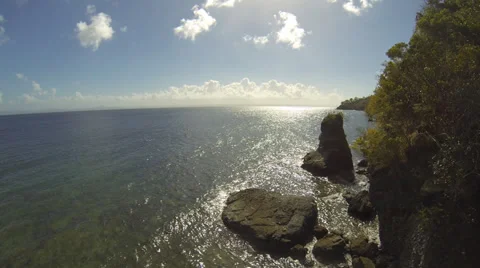 Waves on rocks in Dominican Republic Stock Footage 37236446