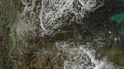 Waves Rocks Drone Top Down Vídeos de archivo 156014990