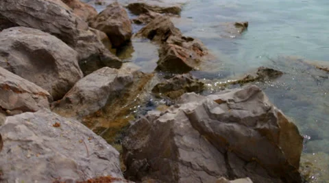 Waves On Rocks Stock Footage 26847724