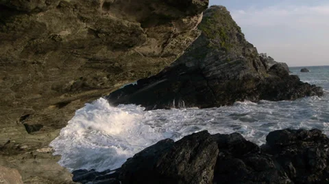 Waves on the rocks Stock Footage 35870846