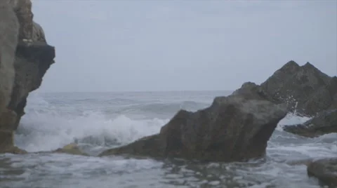 Waves on Rocks Stock Footage 42175691
