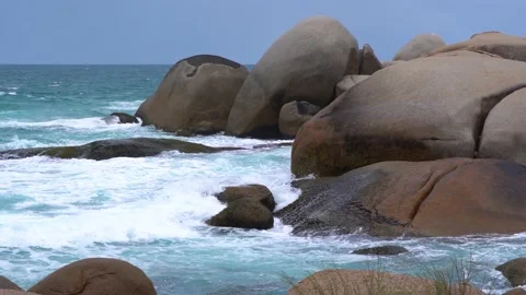 Waves on the rocks Stock Footage 144420171