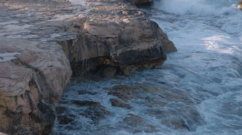Waves on Rocks, Malta Stock Footage 65221262