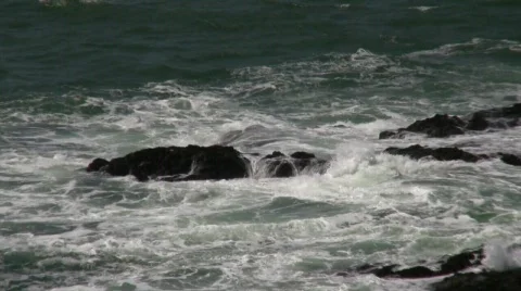 Waves Rocks Quick Zoom In Stock Footage 712063