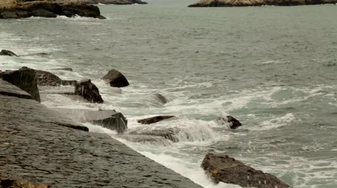 Waves On The Rocks, Sea Waves Stock Footage 42460975
