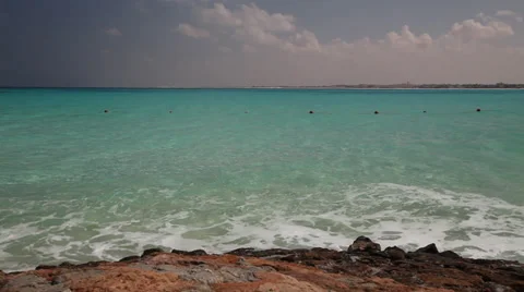 Waves on the rocks, turquoise water, Marsa Matruh, Egypt Stock Footage 38778166