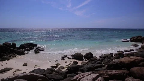 Waves on the Rocks, Waves on Cliffs in Thailand Stock Footage 83212823
