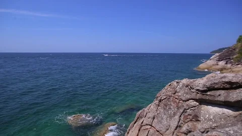 Waves on the Rocks, Waves on Cliffs in Thailand Stock-Footage 83213045