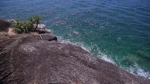 Waves on the Rocks, Waves on Cliffs in Thailand Stock Footage 83213231