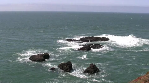 Waves Rocks Zoom In Stock Footage 712059