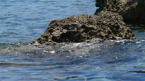 Waves on Rocky Bach Slow Motion Stock Footage 54901841