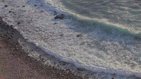 Waves On Rocky Beach Stock Footage 60658100